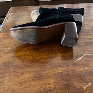 Crown Vintage Black Heeled Boots with Chunky Heel